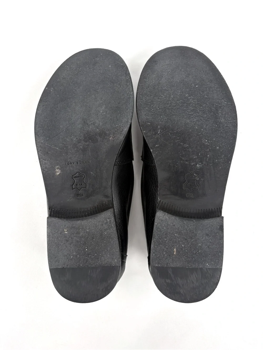 TORY BURCH Classic Loafers Black Leather Gold Double T 6.5